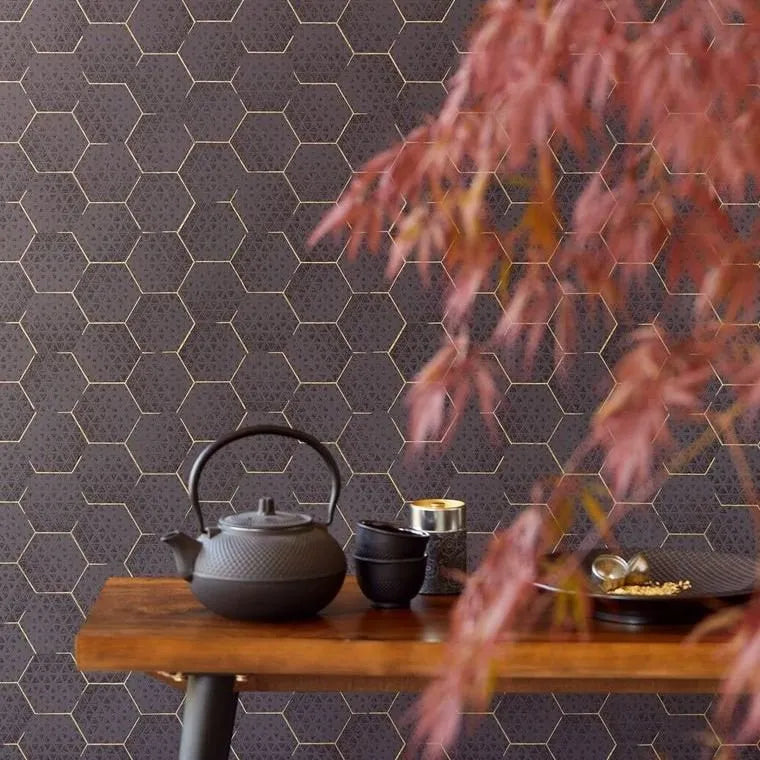 Closeup of a wallpaper showing its Contemporary, Geometric, Tiles, Unicolour pattern, color, and subtle texture.