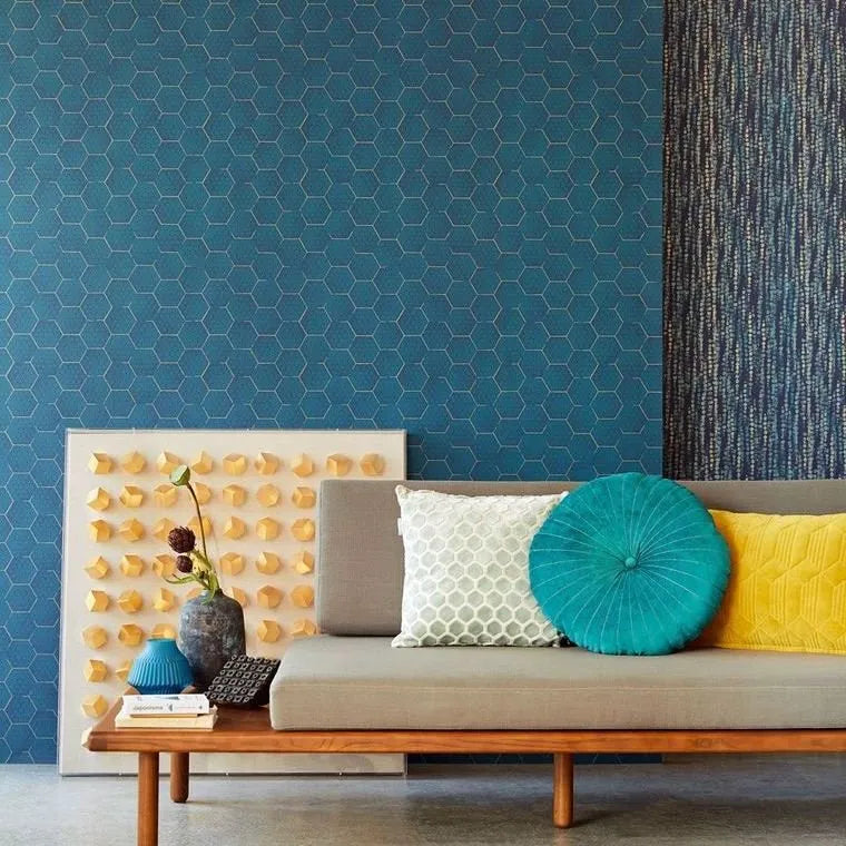 Closeup of a wallpaper showing its Contemporary, Geometric, Tiles, Unicolour pattern, color, and subtle texture.