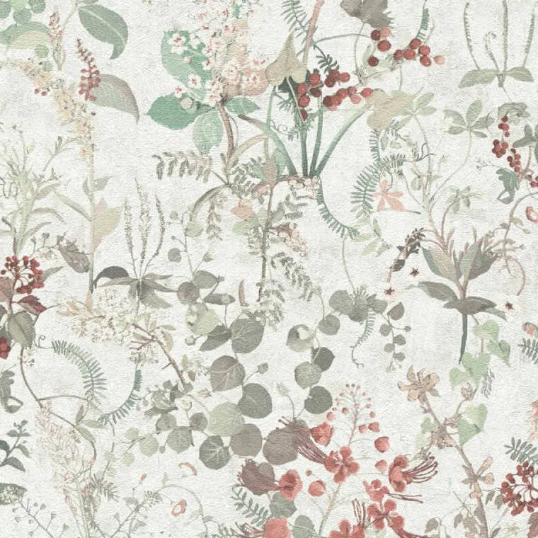 Closeup of a wallpaper showing its Floral, Green, Multicolour, Nature pattern, color, and texture.