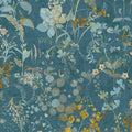 Closeup of a wallpaper showing its Blue, Floral, Multicolour, Nature pattern, color, and texture.