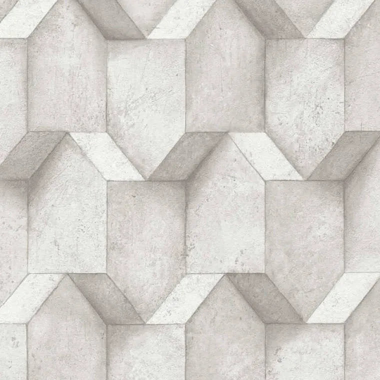 Closeup of a wallpaper showing its Contemporary, Geometric, Neutrals, Two-tone, White pattern, color, and texture.