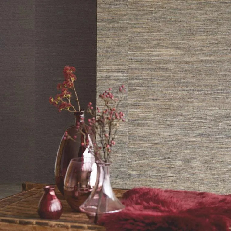 Closeup of a wallpaper showing its Grasscloth, Luxury pattern, color, and subtle texture.