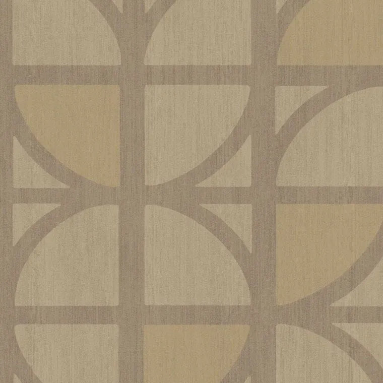 Closeup of a wallpaper showing its Art-Deco, Contemporary, Geometric, Neutrals, Two-tone pattern, color, and subtle texture.