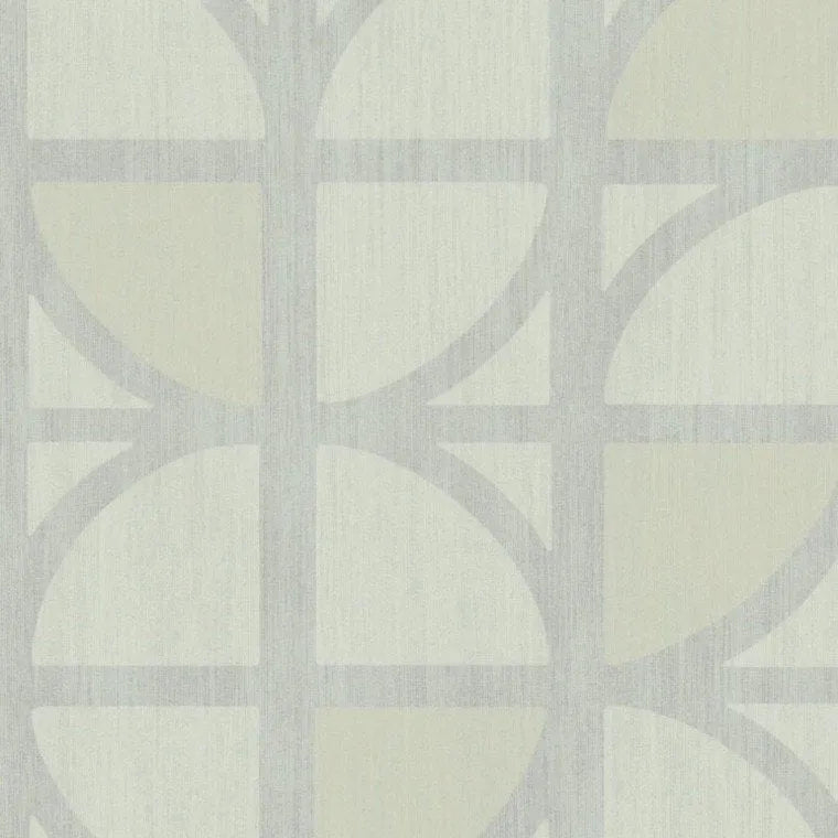 Closeup of a wallpaper showing its Art-Deco, Contemporary, Geometric, Neutrals, Two-tone pattern, color, and subtle texture.