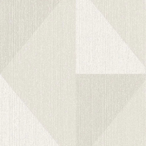 Closeup of a wallpaper showing its Art-Deco, Contemporary, Geometric, Neutrals, Two-tone pattern, color, and subtle texture.