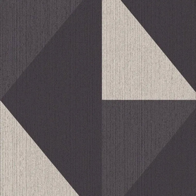 Closeup of a wallpaper showing its Art-Deco, Contemporary, Dramatic, Geometric, Two-tone pattern, color, and subtle texture.