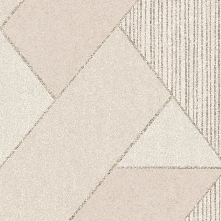 Closeup of a wallpaper showing its Art-Deco, Contemporary, Geometric, Neutrals pattern, color, and subtle texture.