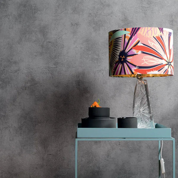 Wallpaper installed in a room showing its full pattern, color