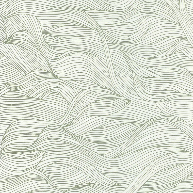 Closeup of a wallpaper showing its Art-Deco, Contemporary, Waves pattern, color, and subtle texture.