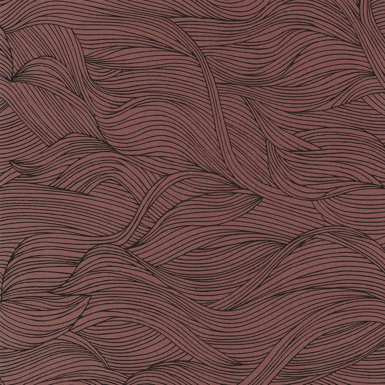 Closeup of a wallpaper showing its Art-Deco, Contemporary, Waves pattern, color, and subtle texture.