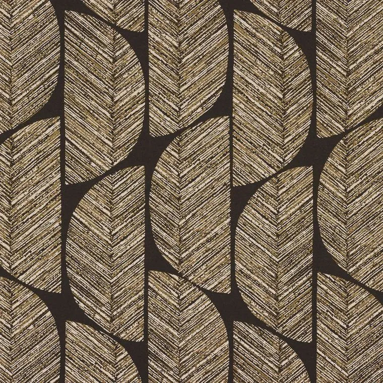 Closeup of a wallpaper showing its Art-Deco, Contemporary, Geometric, Waves pattern, color, and subtle texture.