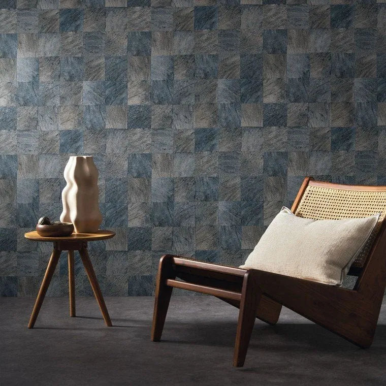 Closeup of a wallpaper showing its Contemporary, Geometric, Tiles pattern, color, and subtle texture.