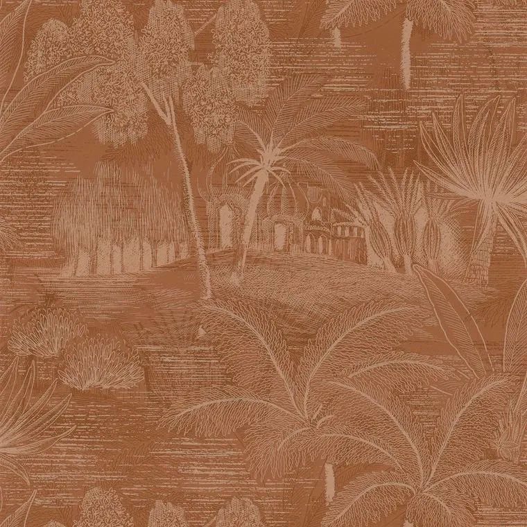 Closeup of a wallpaper showing its Art-Deco, Nature, Neutrals pattern, color, and subtle texture.