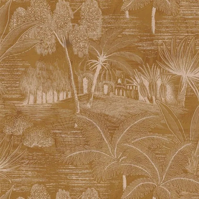 Closeup of a wallpaper showing its Art-Deco, Nature, Neutrals pattern, color, and subtle texture.