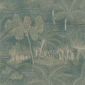 Closeup of a wallpaper showing its Art-Deco, Nature pattern, color, and subtle texture.