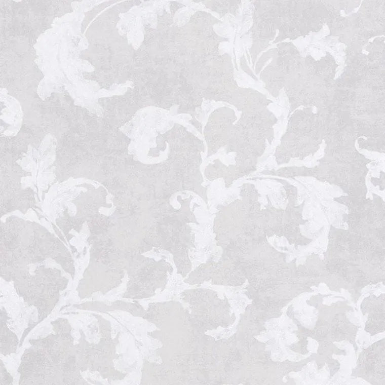 Closeup of a wallpaper showing its Floral, Neutrals, Two-tone pattern, color, and subtle texture.