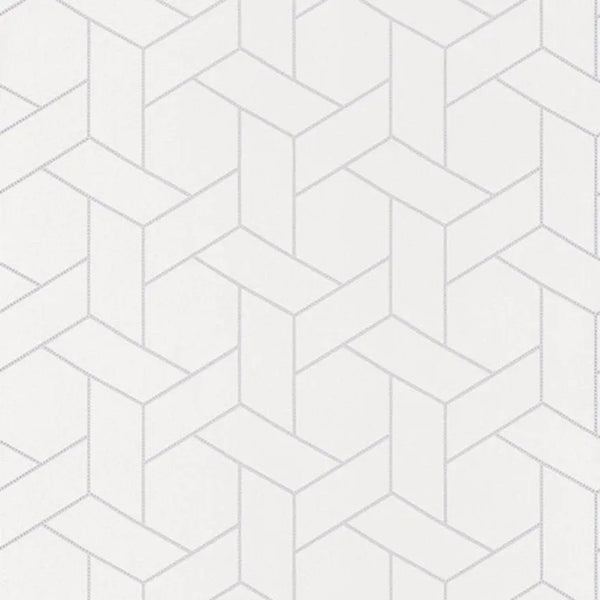 Closeup of a wallpaper showing its Art-Deco, Contemporary, Geometric, Two-tone pattern, color, and subtle texture.