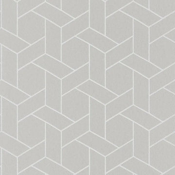 Closeup of a wallpaper showing its Art-Deco, Contemporary, Geometric, Neutrals, Two-tone pattern, color, and subtle texture.