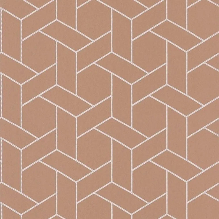 Closeup of a wallpaper showing its Art-Deco, Contemporary, Geometric, Two-tone pattern, color, and subtle texture.