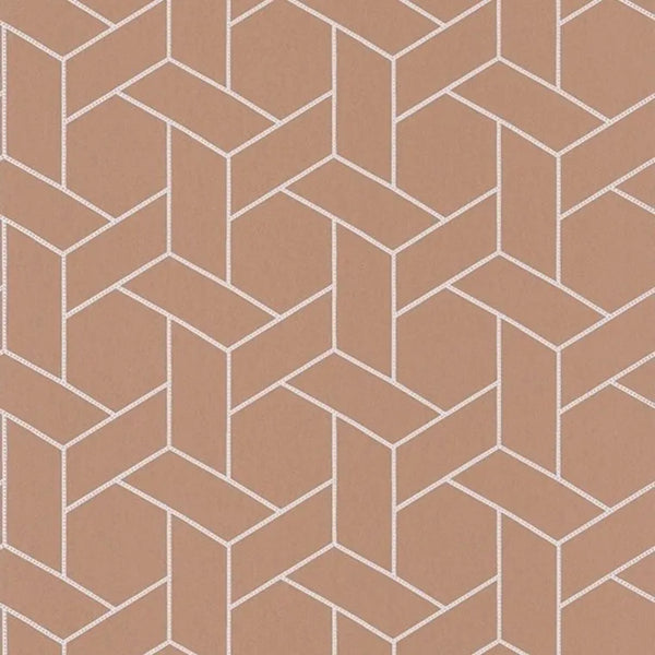 Closeup of a wallpaper showing its Art-Deco, Contemporary, Geometric, Two-tone pattern, color, and subtle texture.