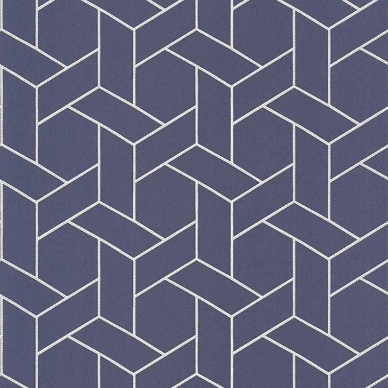 Closeup of a wallpaper showing its Art-Deco, Contemporary, Geometric, Two-tone pattern, color, and subtle texture.