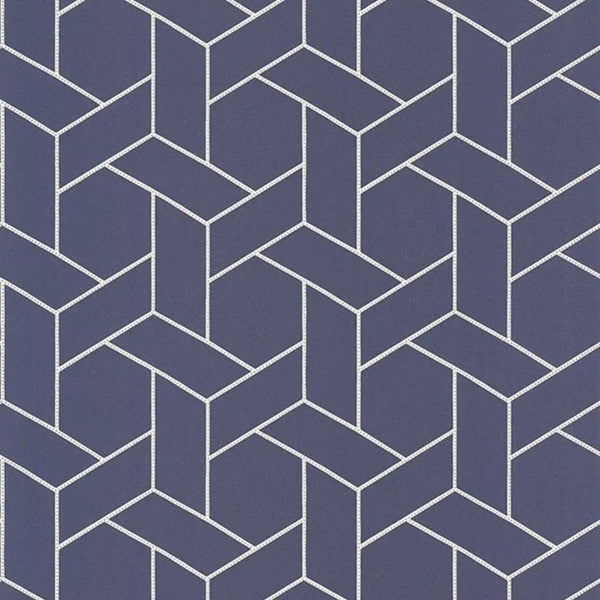 Closeup of a wallpaper showing its Art-Deco, Contemporary, Geometric, Two-tone pattern, color, and subtle texture.