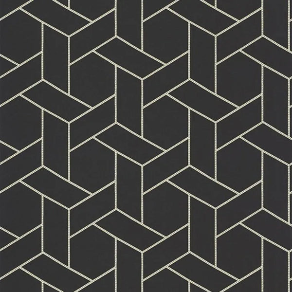 Closeup of a wallpaper showing its Art-Deco, Contemporary, Dramatic, Geometric, Monochrome pattern, color, and subtle texture.