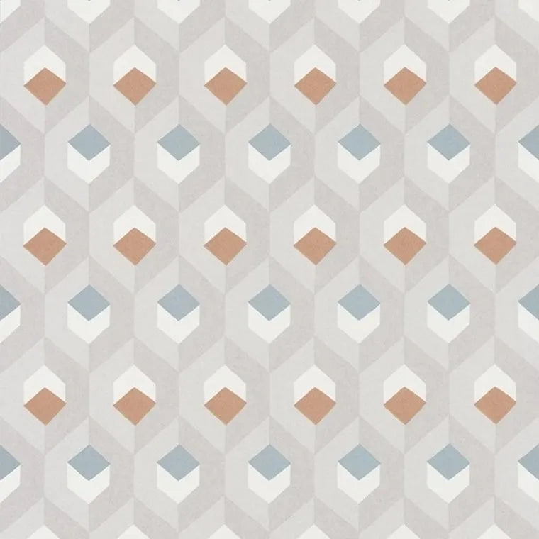 Closeup of a wallpaper showing its Contemporary, Geometric, Neutrals, Two-tone pattern, color, and subtle texture.