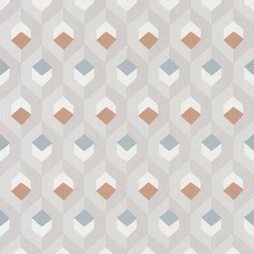 Closeup of a wallpaper showing its Contemporary, Geometric, Neutrals, Two-tone pattern, color, and subtle texture.