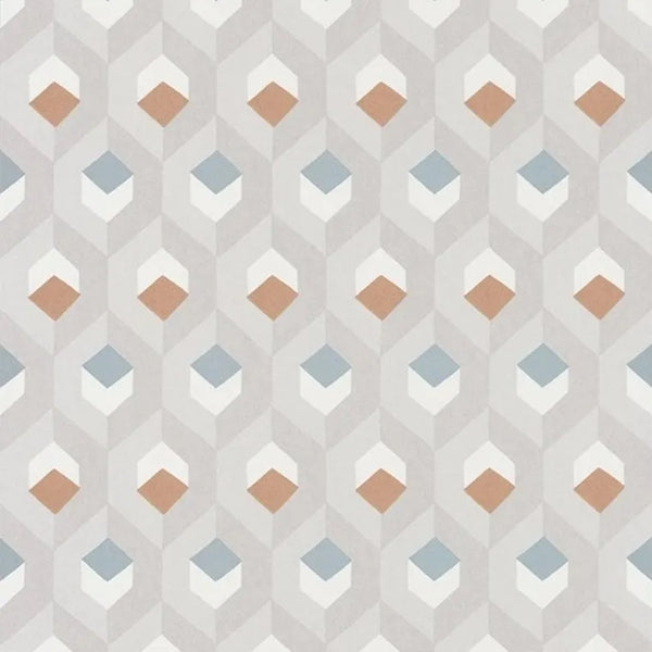 Closeup of a wallpaper showing its Contemporary, Geometric, Neutrals, Two-tone pattern, color, and subtle texture.