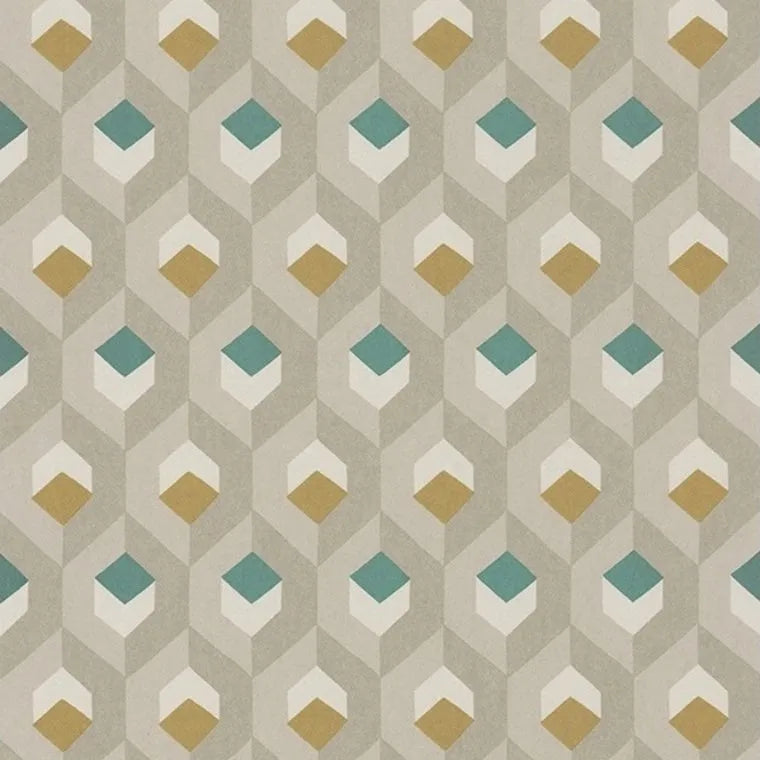 Closeup of a wallpaper showing its Contemporary, Geometric, Multicolour, Neutrals pattern, color, and subtle texture.