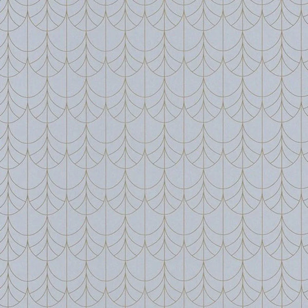 Closeup of a wallpaper showing its Art-Deco, Contemporary, Neutrals, Two-tone pattern, color, and subtle texture.
