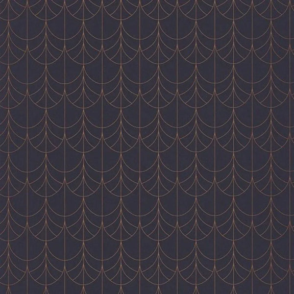 Closeup of a wallpaper showing its Art-Deco, Contemporary, Dramatic, Two-tone pattern, color, and subtle texture.