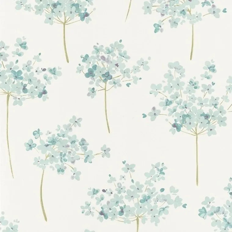 Closeup of a wallpaper showing its Floral, Two-tone pattern, color, and subtle texture.