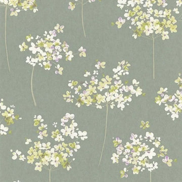 Closeup of a wallpaper showing its Floral, Two-tone pattern, color, and subtle texture.