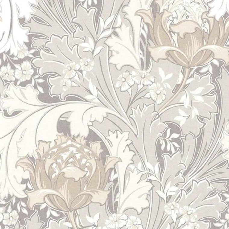 Closeup of a wallpaper showing its Contemporary, Floral, Nature, Neutrals pattern, color, and subtle texture.