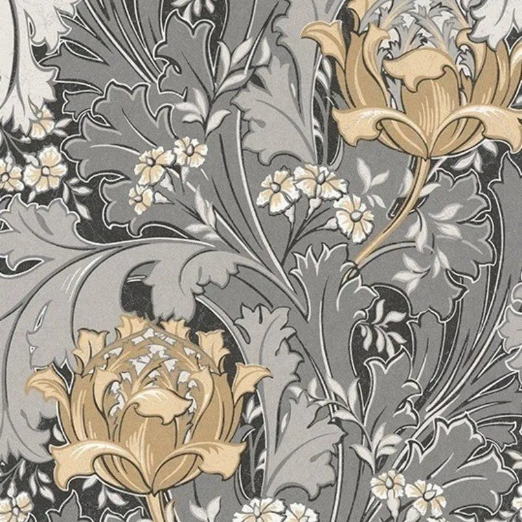 Closeup of a wallpaper showing its Contemporary, Floral, Nature pattern, color, and subtle texture.