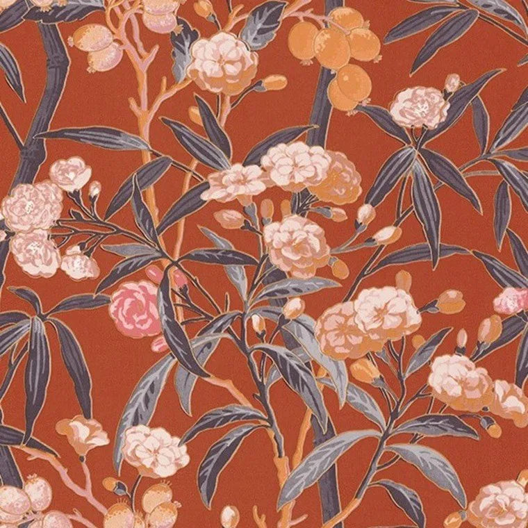 Closeup of a wallpaper showing its Contemporary, Floral, Multicolour, Nature pattern, color, and subtle texture.