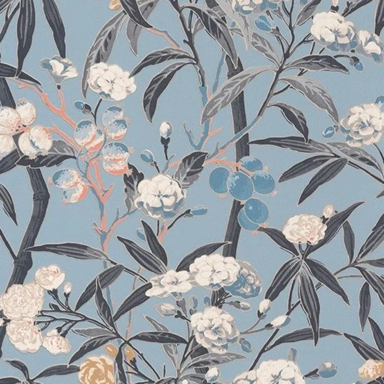 Closeup of a wallpaper showing its Contemporary, Floral, Multicolour, Nature pattern, color, and subtle texture.