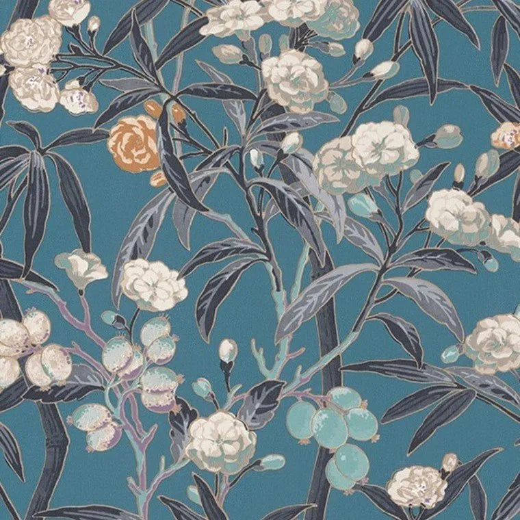 Closeup of a wallpaper showing its Contemporary, Floral, Multicolour, Nature pattern, color, and subtle texture.