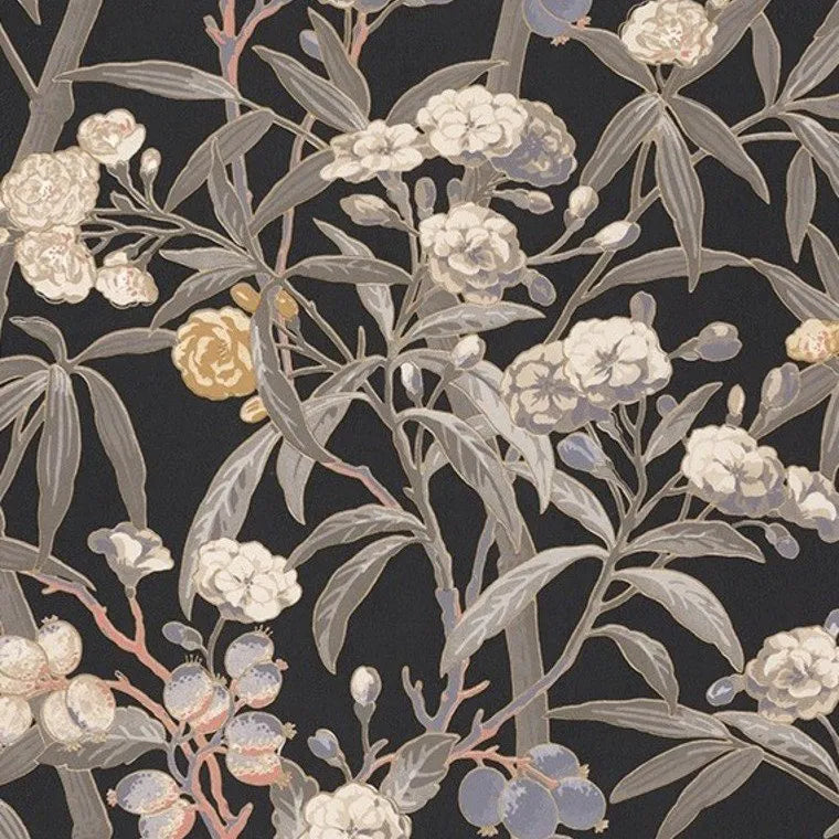 Closeup of a wallpaper showing its Contemporary, Floral, Multicolour, Nature pattern, color, and subtle texture.