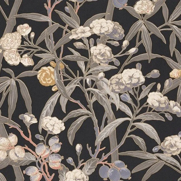 Closeup of a wallpaper showing its Contemporary, Floral, Multicolour, Nature pattern, color, and subtle texture.