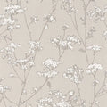 Closeup of a wallpaper showing its Floral, Nature, Neutrals, Two-tone pattern, color, and subtle texture.