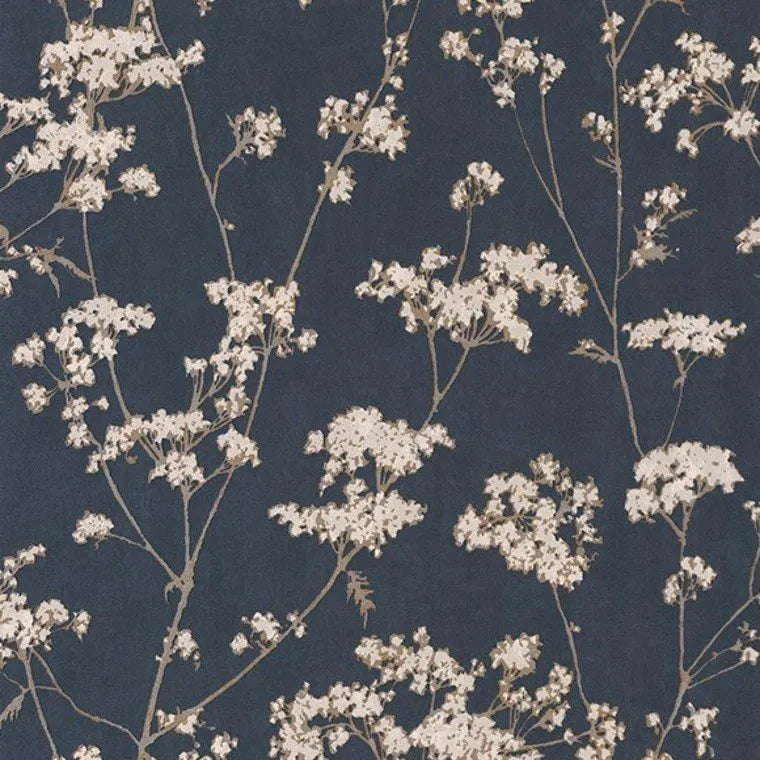 Closeup of a wallpaper showing its Floral, Nature, Two-tone pattern, color, and subtle texture.