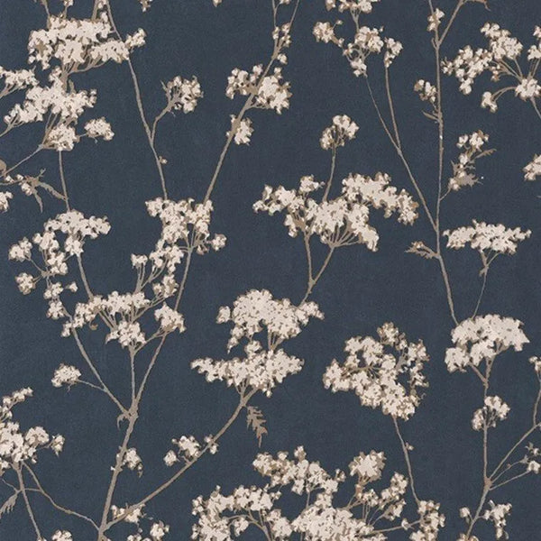 Closeup of a wallpaper showing its Floral, Nature, Two-tone pattern, color, and subtle texture.