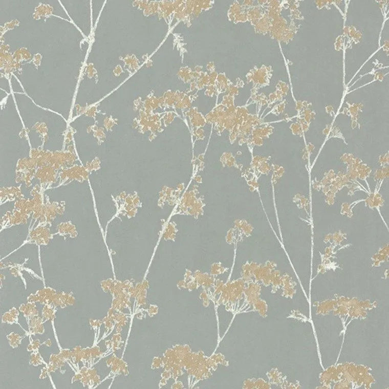 Closeup of a wallpaper showing its Floral, Nature, Neutrals, Two-tone pattern, color, and subtle texture.