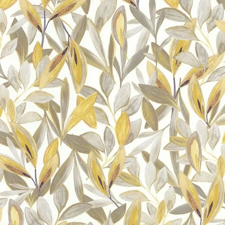 Closeup of a wallpaper showing its Contemporary, Floral, Multicolour, Nature, Two-tone pattern, color, and subtle texture.