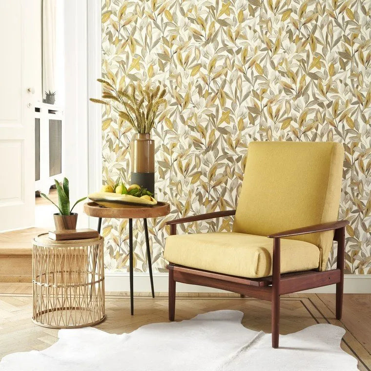 Closeup of a wallpaper showing its Contemporary, Floral, Multicolour, Nature, Two-tone pattern, color, and subtle texture.