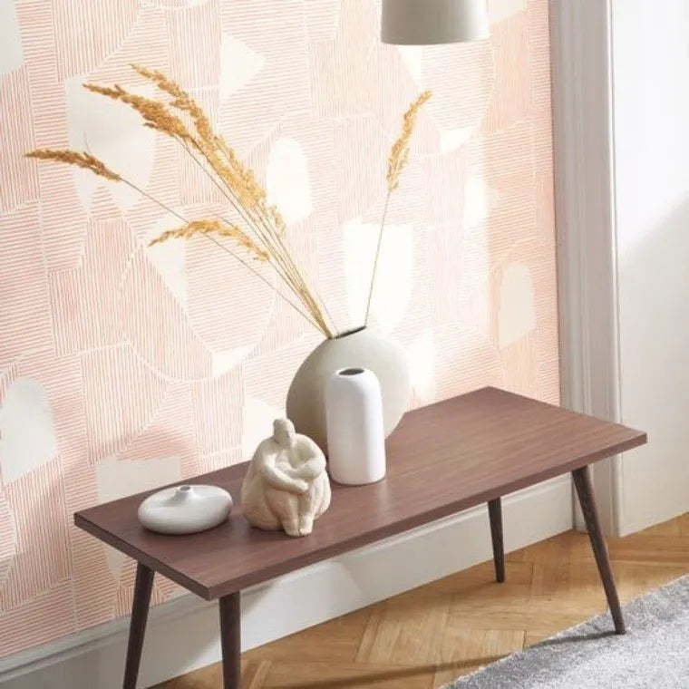 Closeup of a wallpaper showing its Contemporary, Geometric, Neutrals, Two-tone pattern, color, and subtle texture.