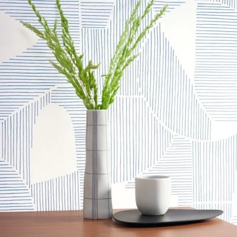 Closeup of a wallpaper showing its Contemporary, Geometric, Two-tone pattern, color, and subtle texture.